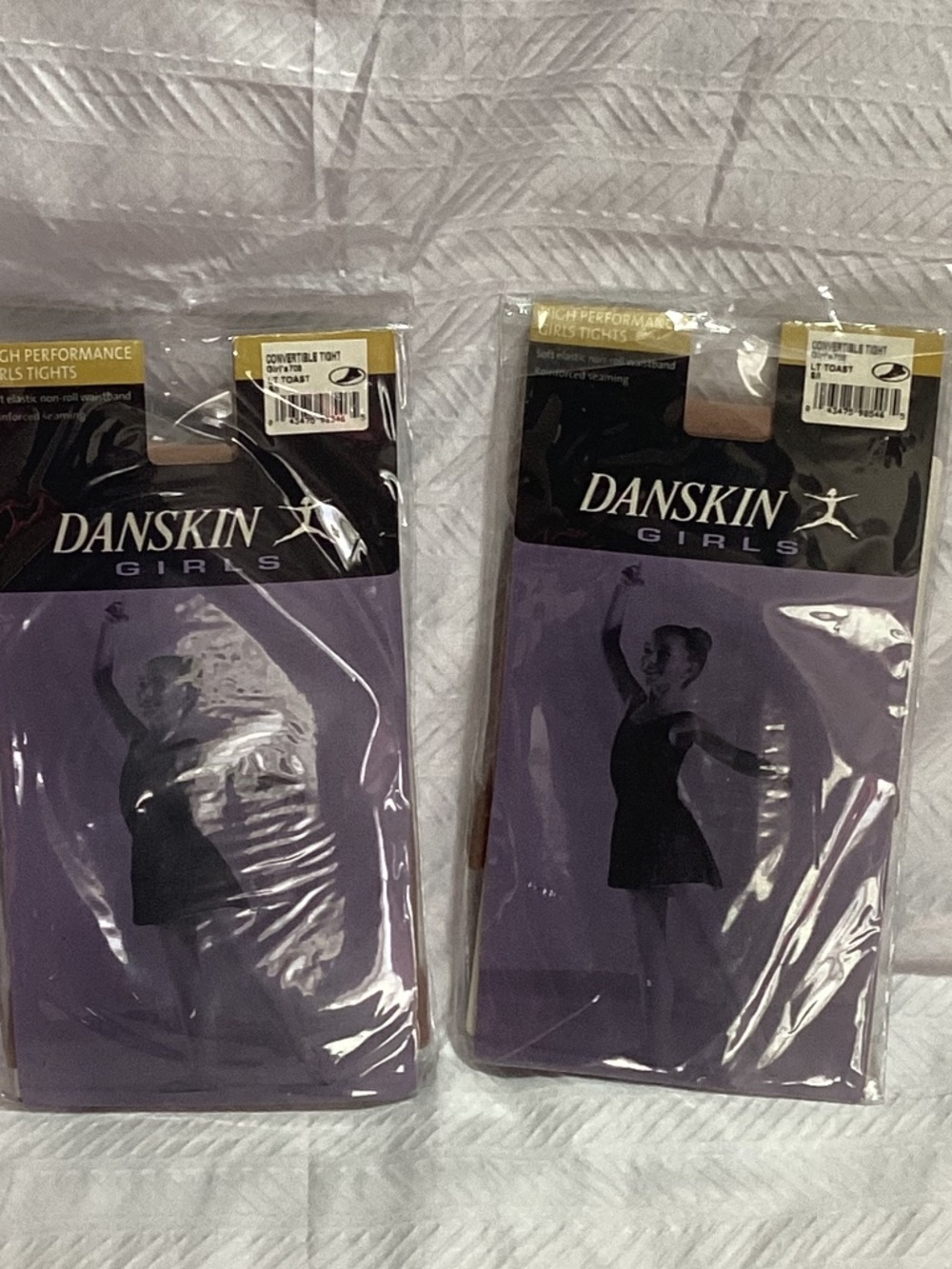 DANSKIN High Performance Convertible DANCE tights Tan 4-7 Girls NEW Qty 2